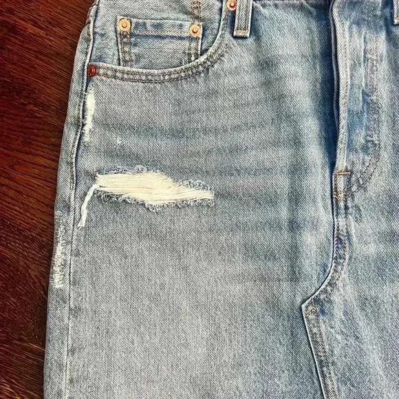 Levi’s + Free People Deconstructed Denim High Waisted Skirt sz 28 - Picture 5 of 8
